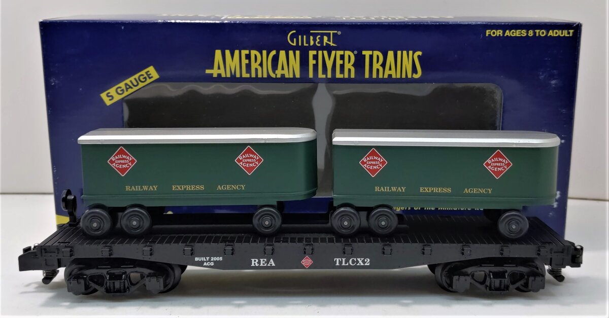 American Flyer 6-48539 S Gauge REA Flatcar w/ Piggyback Trailers
