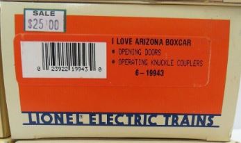 Lionel 6-19943 O I Love Arizona Boxcar #19943