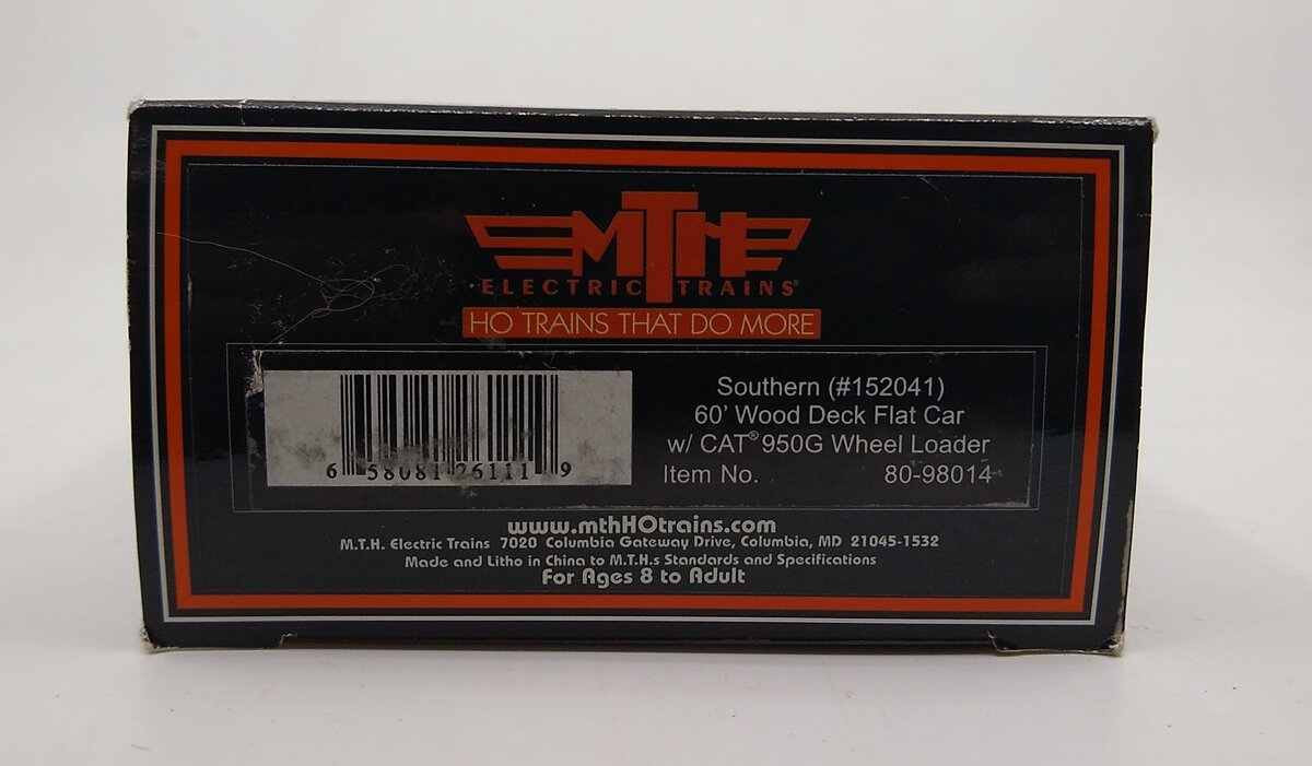 MTH 80-98014 HO Southern 60' Wood Deck Flat Car w/950G Wheel Loader #152041