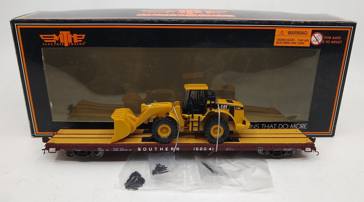 MTH 80-98014 HO Southern 60' Wood Deck Flat Car w/950G Wheel Loader #152041