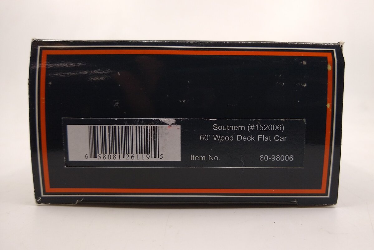 MTH 80-98006 HO Southern 60' Wood Deck Flat Car #152006