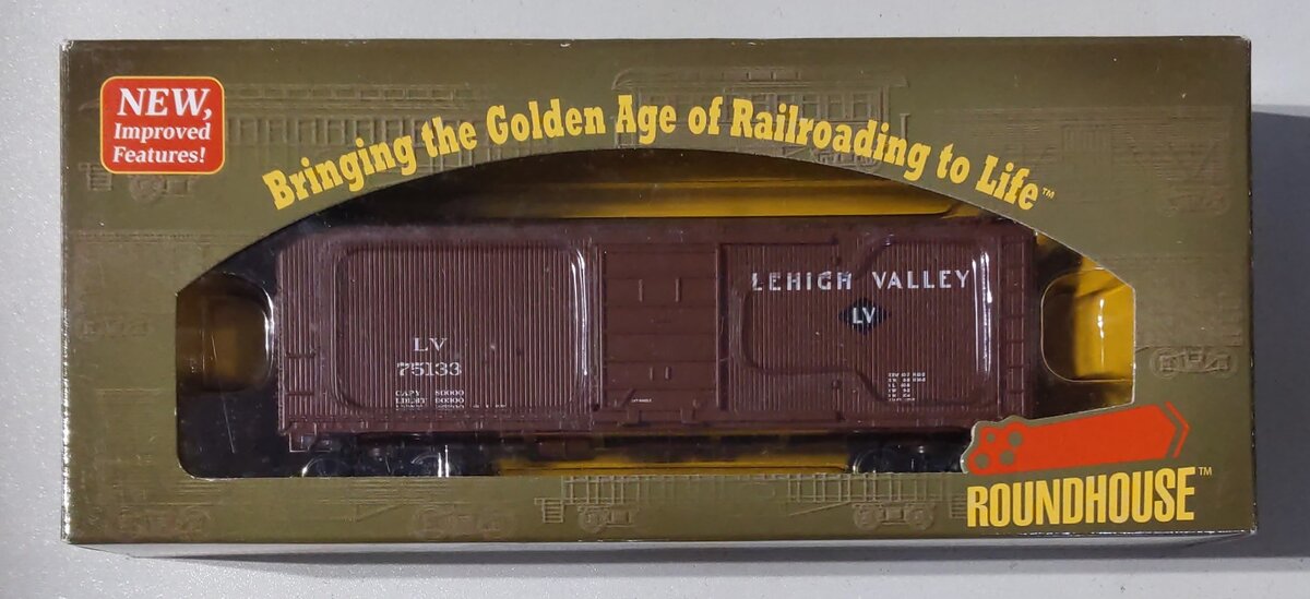 Roundhouse 84689 HO Scale Lehigh Valley 40' Double Sheathed Boxcar #75133