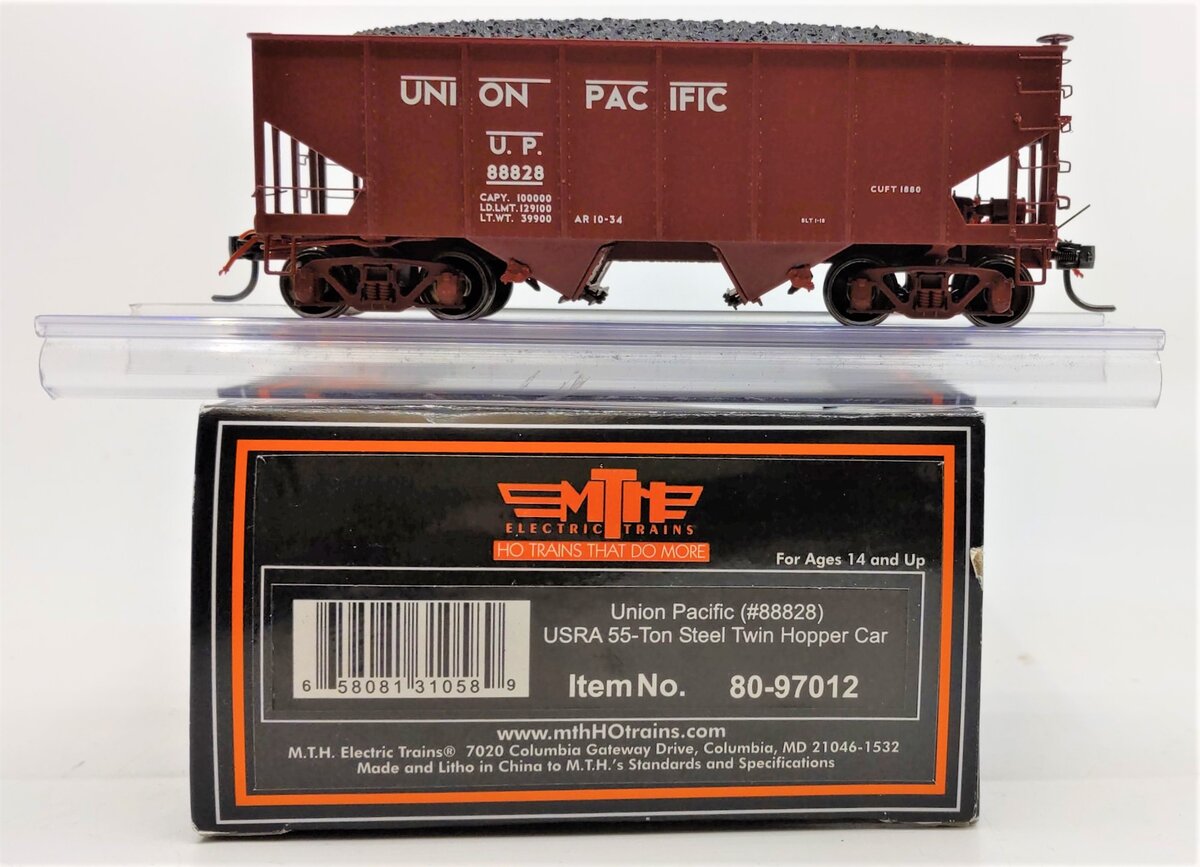 MTH 80-97012 Union Pacific HO Scale USRA 55-Ton Steel Twin Hopper Car #88828