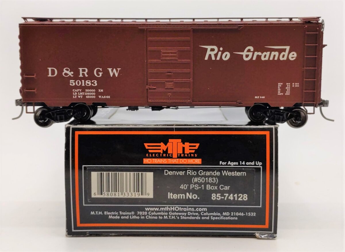 MTH 85-74128 HO Scale Denver & Rio Grande Western 40' PS-1 Boxcar #50183