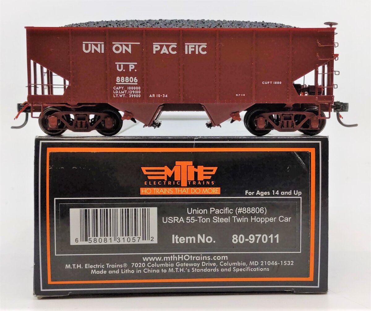 MTH 80-97011 HO Scale Union Pacific URSA 55-Ton Steel Twin Hopper Car #88806