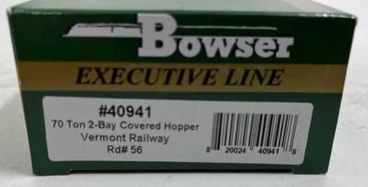 Bowser 40941 HO Scale Vermont Railway 70 Ton 2 Bay Covered Hopper #56