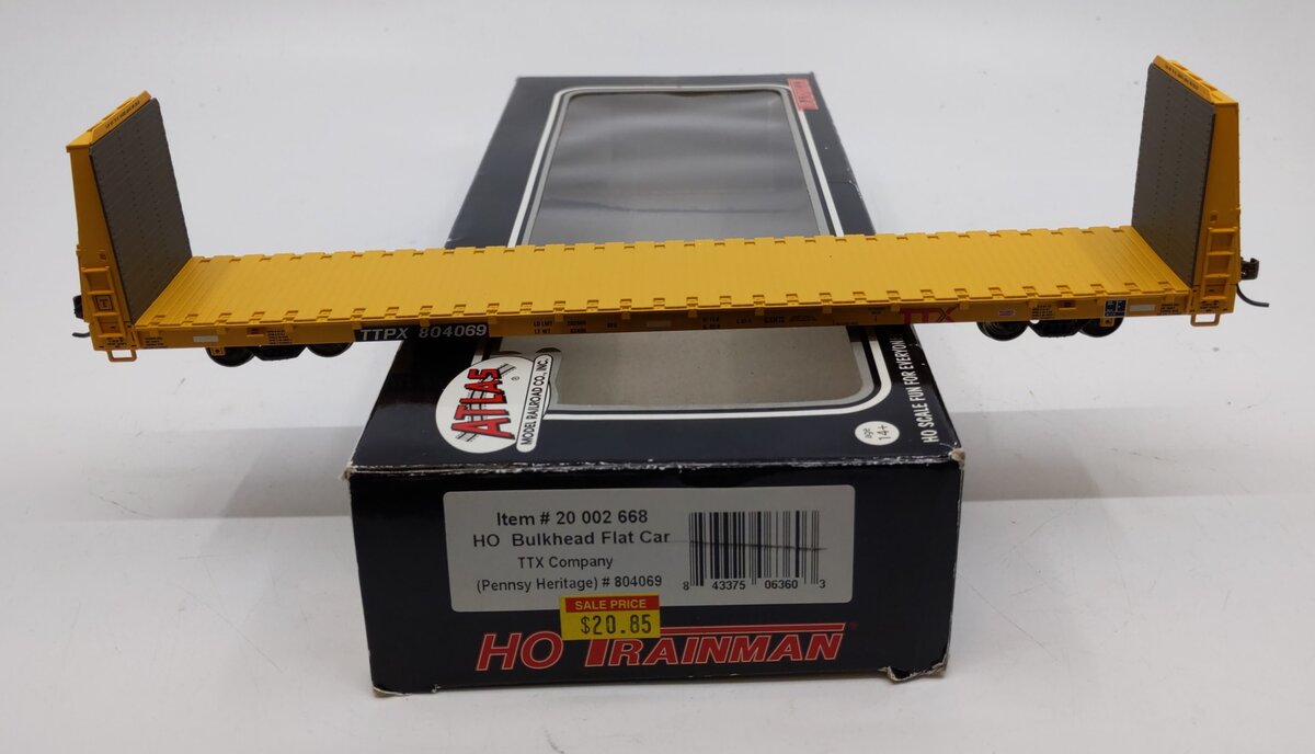 Atlas 20002668 HO Scale TTX Company Bulkhead Flat Car #804069
