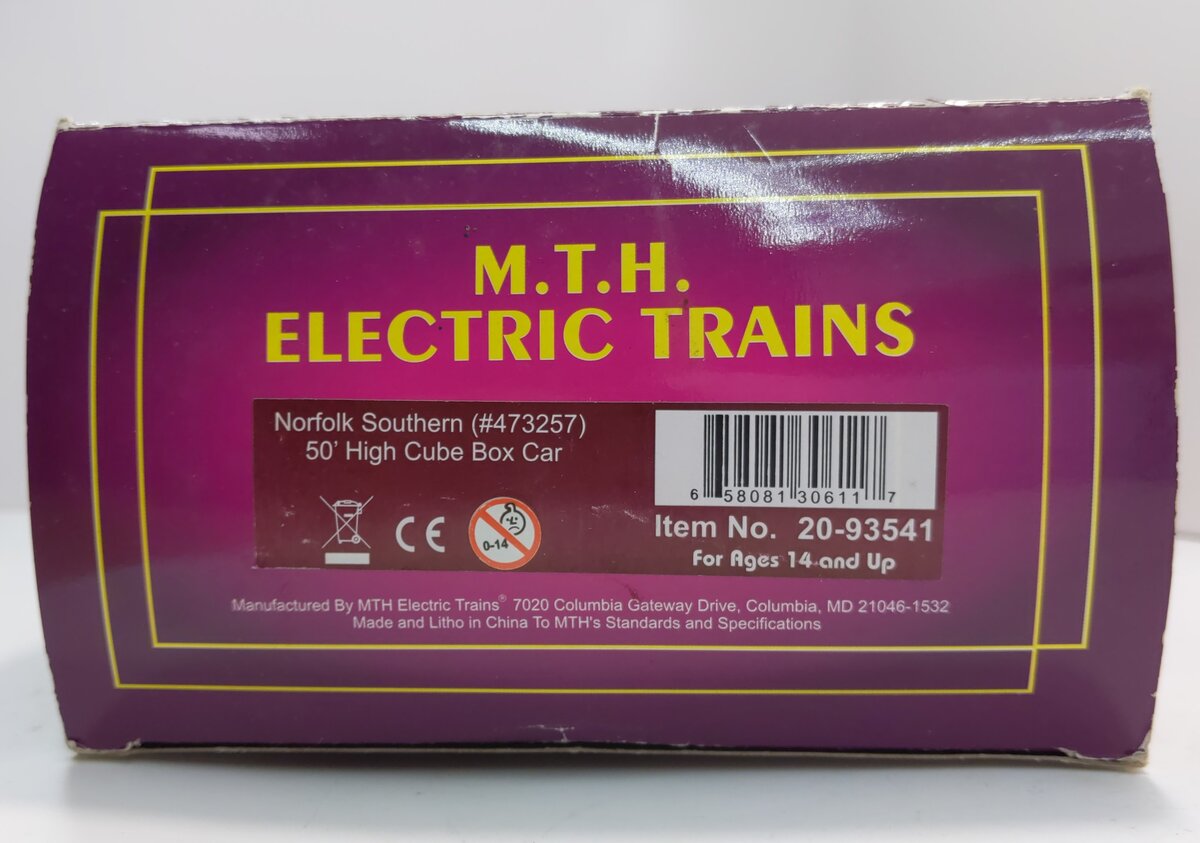 MTH 20-93541 O Norfolk Southern 50' High Cube Box Car #473257