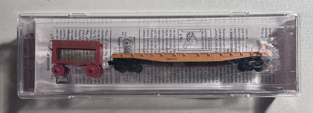 Micro-Trains 04500372 N RBBX 50' Fishbelly Side Flatcar with Cage Wagon