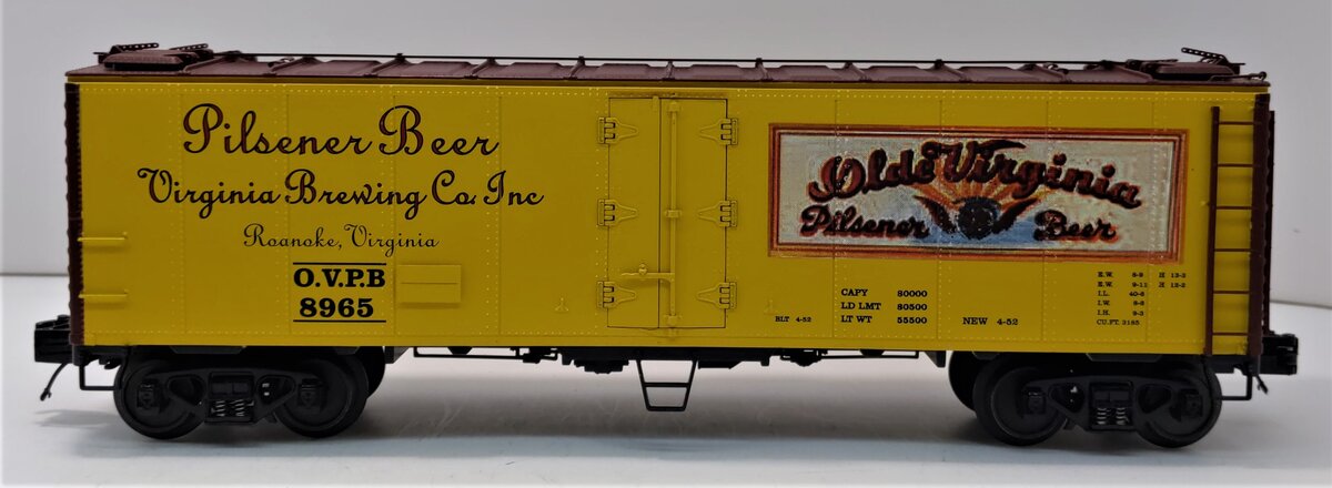 MTH 20-94197 O Olde Virginia Beer Steel-Sided Reefer Car #8965
