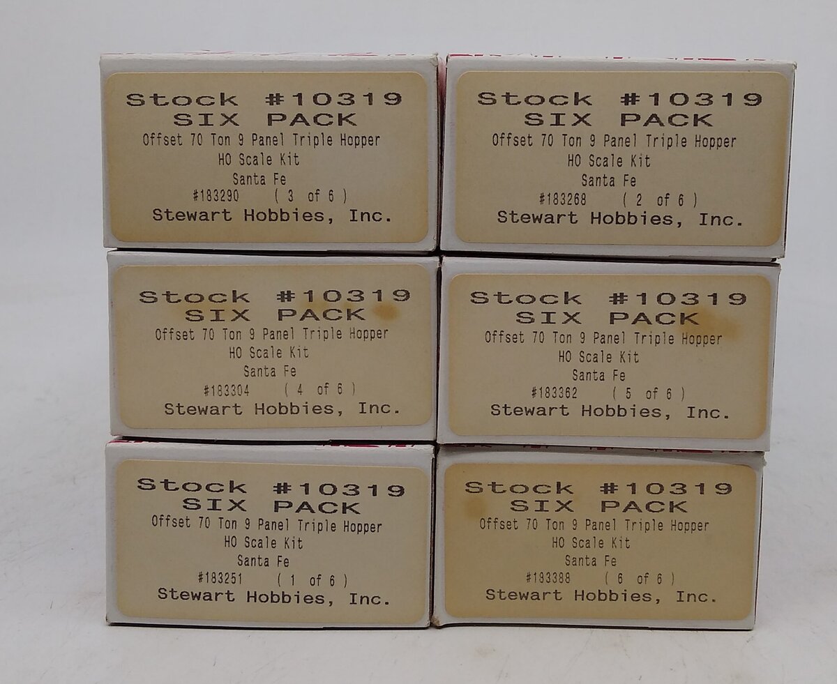 Stewart 10319 HO Scale ATSF Offset 70T Triple Hopper Kit Pack of 6