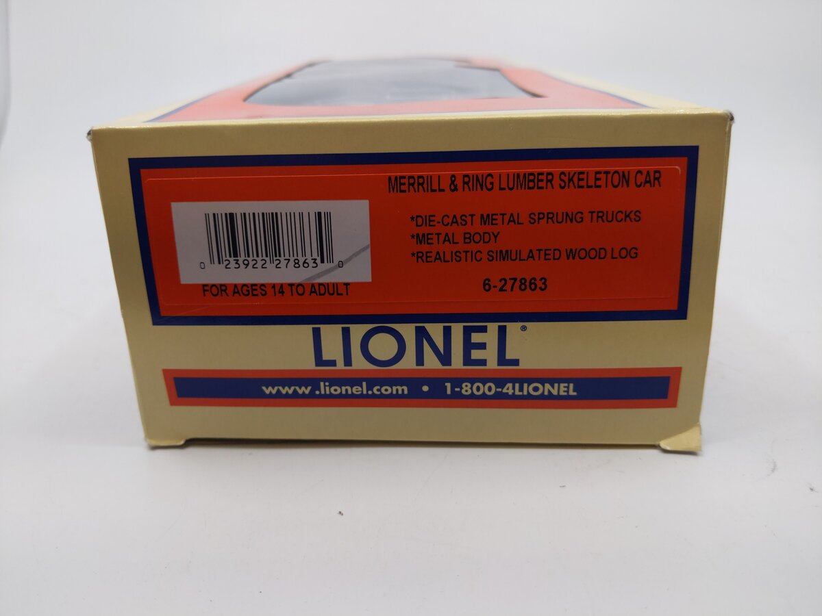 Lionel 6-27863 O Gauge Merrill & Ring Lumber Skeleton Log Car