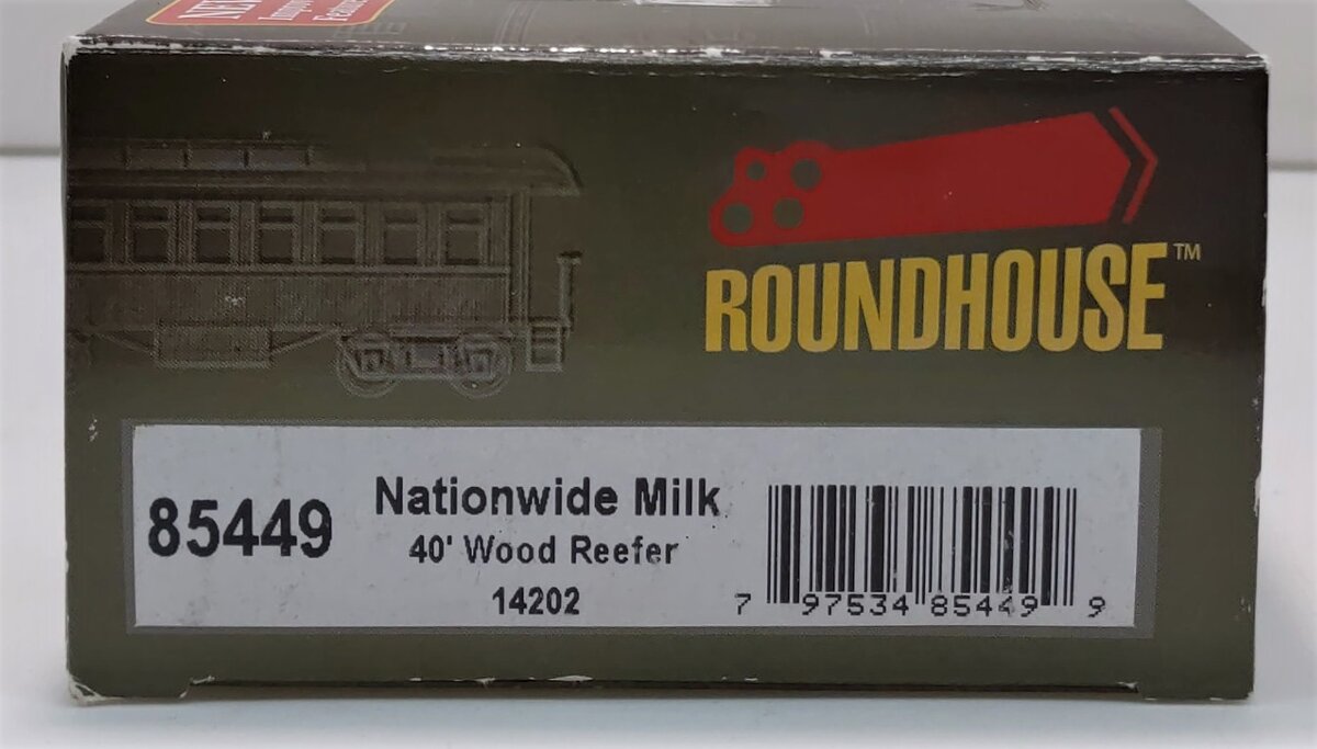 Roundhouse 85449 HO Scale Nationwide Milk 40' Wood Reefer #14202