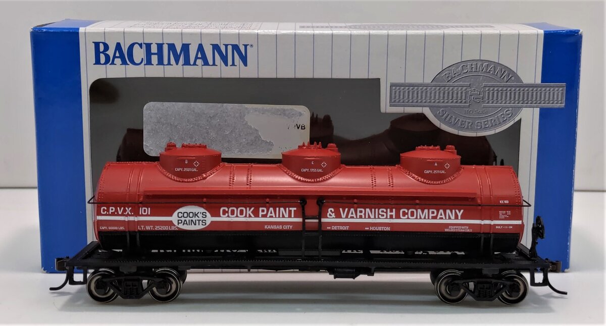 Bachmann 17145 HO Cook Paint & Varnish Co. CPVX 101 40' 3-Dome Tank Car