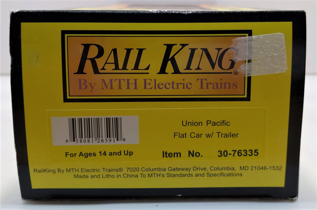 MTH 30-76335 O Union Pacific Flat Car w/Trailer #54729