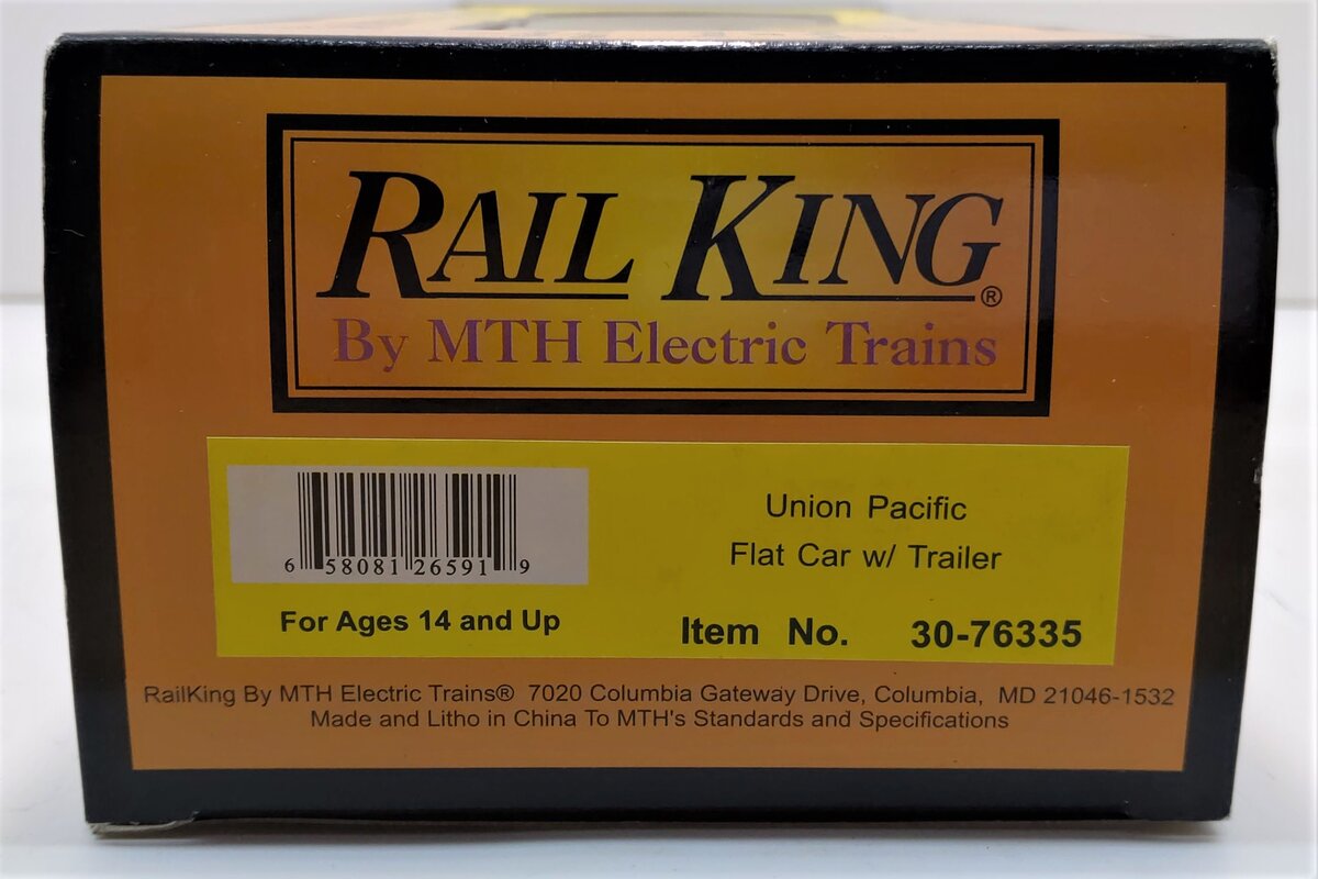 MTH 30-76335 O Union Pacific Flat Car w/Trailer #54729