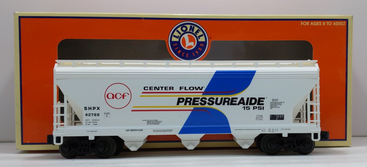 Lionel 6-17156 O Gauge ACF Pressureaide 3-Bay Pressure Hopper #42788