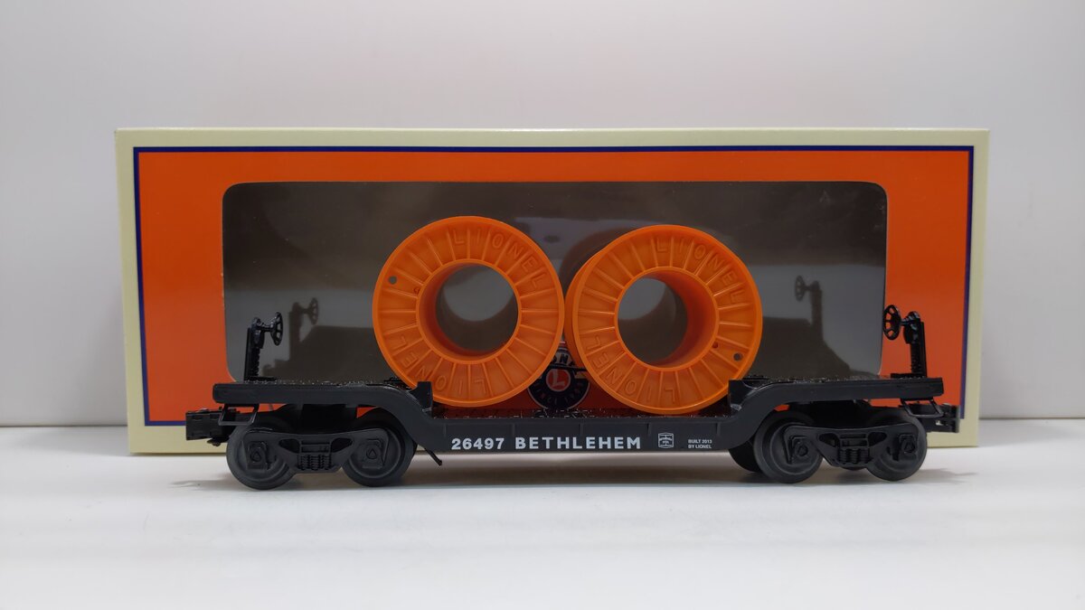 Lionel 6-26497 O Bethlehem Steel Depressed Flat w/Reels