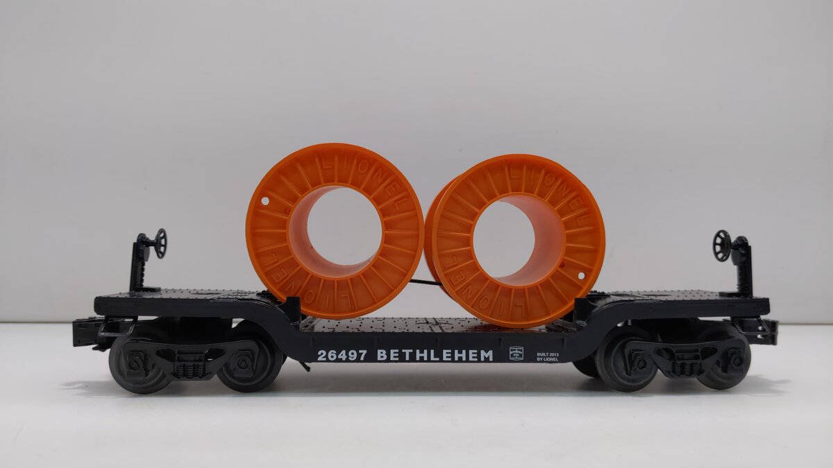 Lionel 6-26497 O Bethlehem Steel Depressed Flat w/Reels