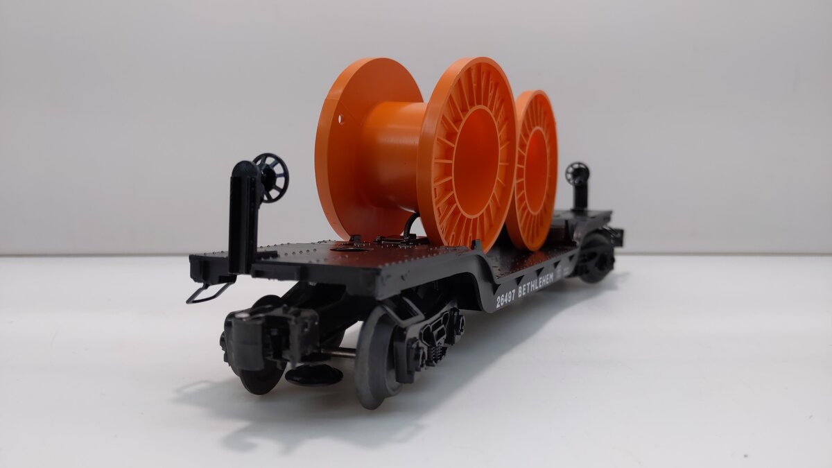 Lionel 6-26497 O Bethlehem Steel Depressed Flat w/Reels