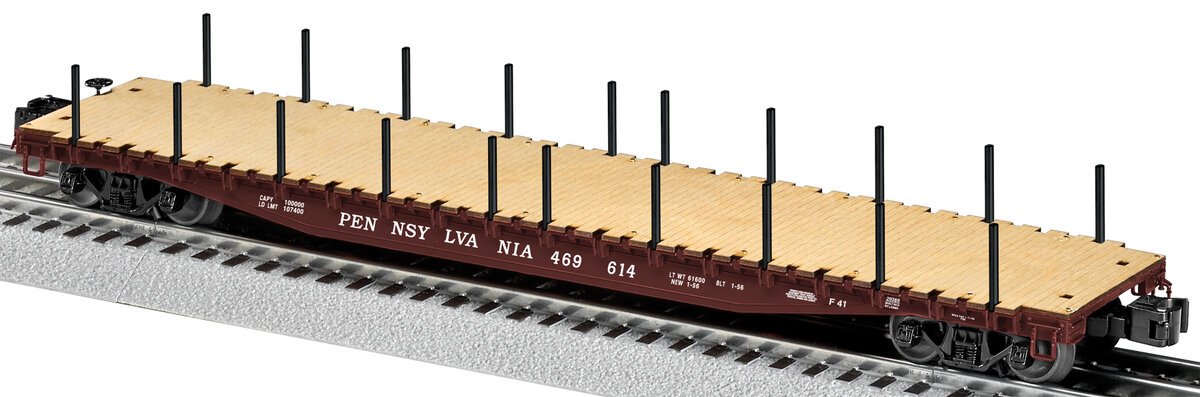 Lionel 6-29386 O Gauge Pennsylvania Railroad PS-4 Flat Car #469614 With Stakes