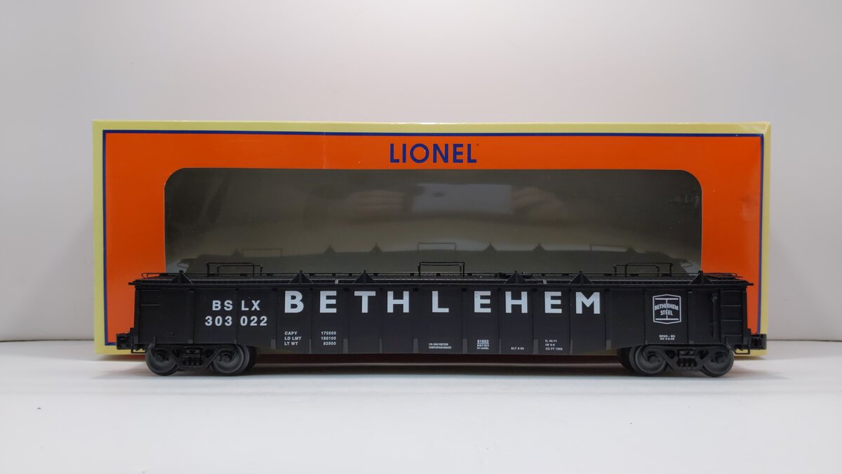 Lionel 6-81892 O Bethlehem Steel 52' Gondola w/Covers #303022