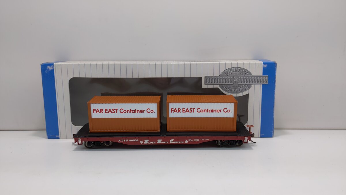 Bachmann 18911 HO Atchison, Topeka & Santa Fe 50' Flatcar w/Containers