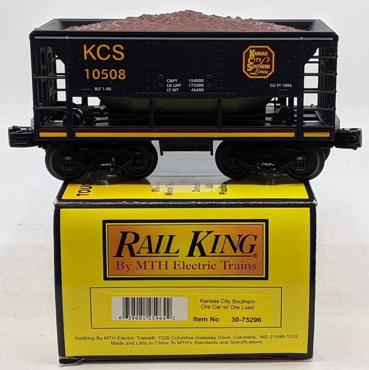 MTH 30-75296 O Gauge Kansas City Southern Ore Car w/ Ore Load #10508