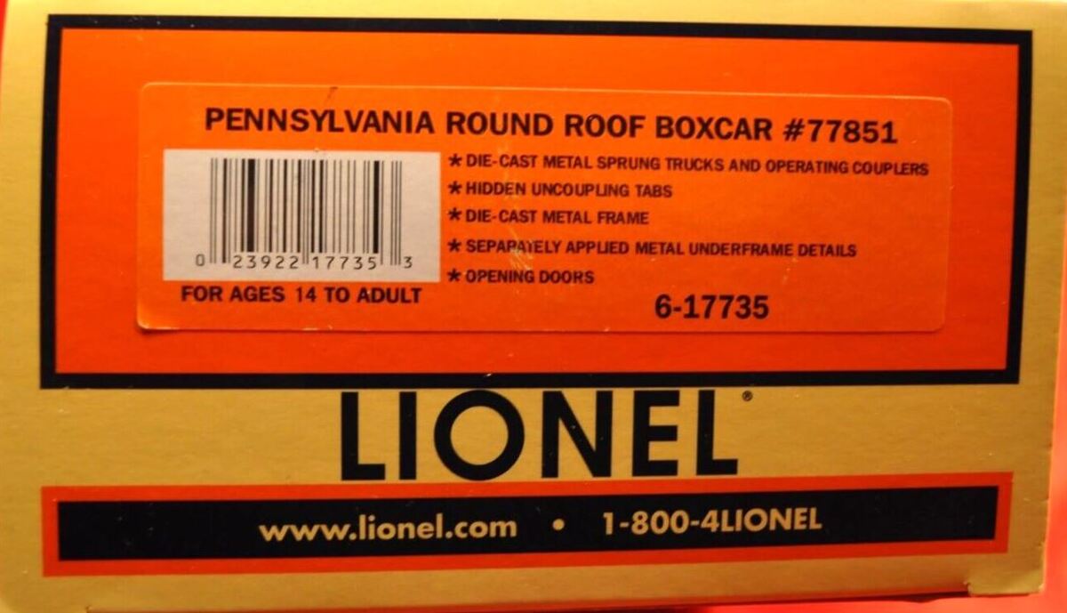 Lionel 6-17735 Pennsylvania Round Roof Boxcar #77851