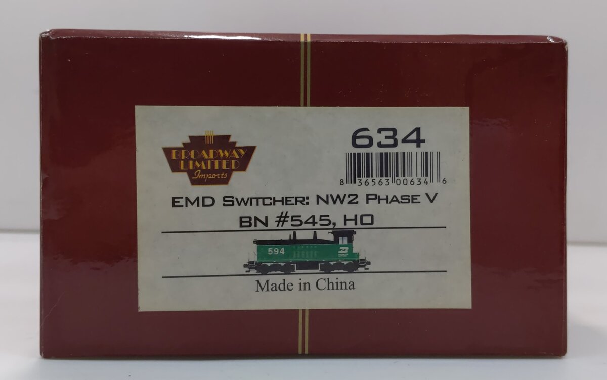 Broadway Limited 634 HO Burlington Northern Diesel EMD NW2 Phase V Switcher #545