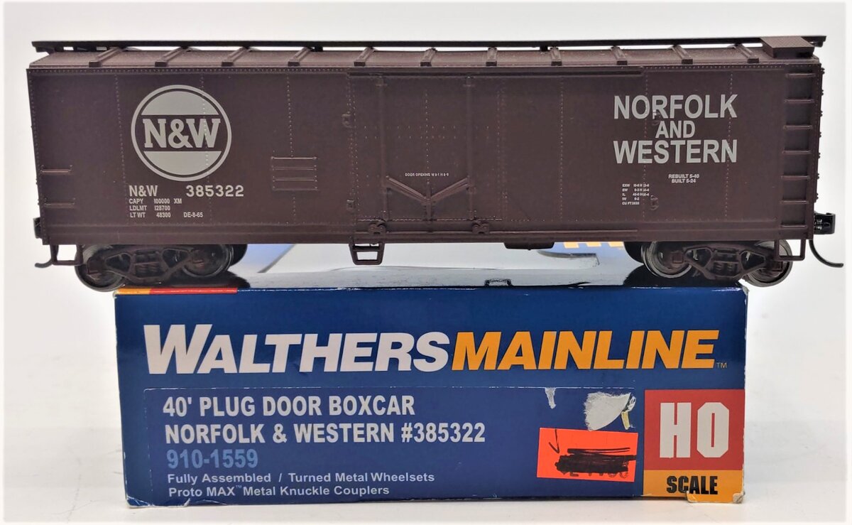 Walthers 910-1559 HO Norfolk & Western 40' Plug-Door Boxcar RTR #385322