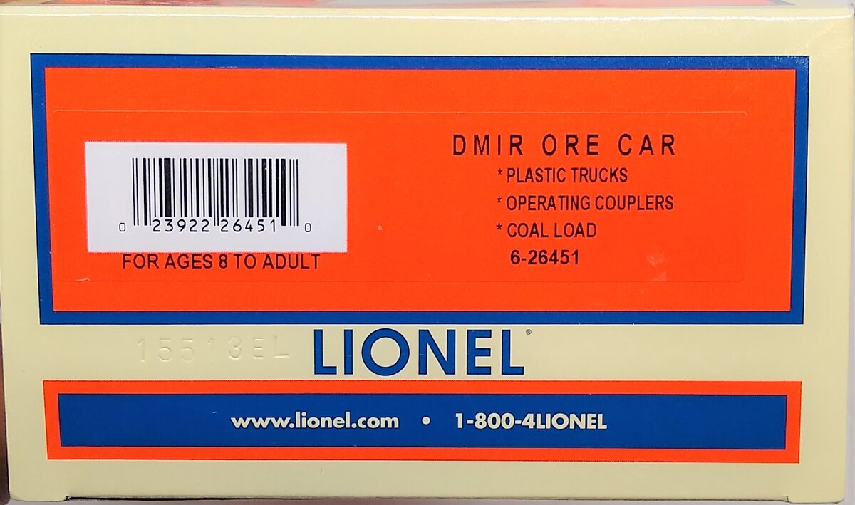 Lionel 6-26451 O DMIR Duluth, Missabe & Iron Range Ore Car w/Coal Load #28003