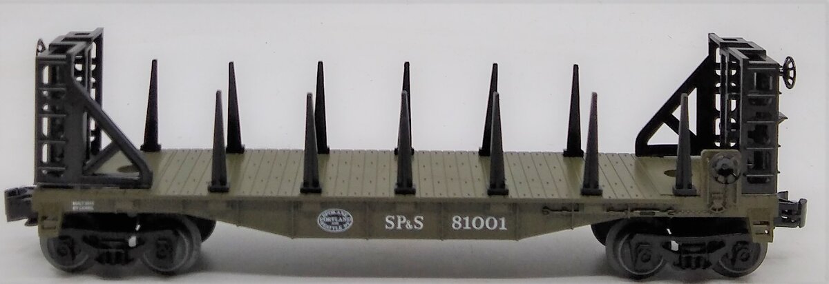 Lionel 6-81001 O Gauge SP&S Flatcar With Bulkheads & Stakes