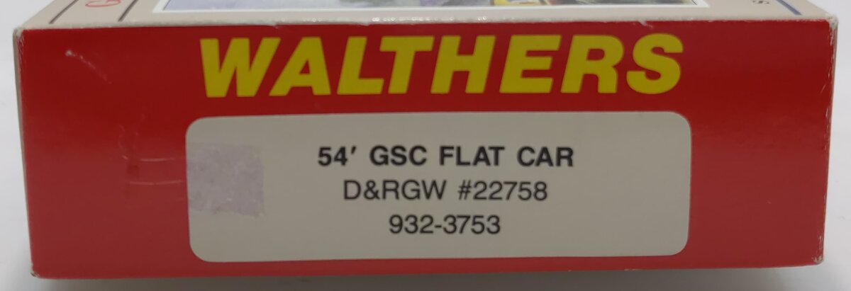 Walthers 932-3753 HO D&RGW 54' GSC Flatcar #22758 Kit