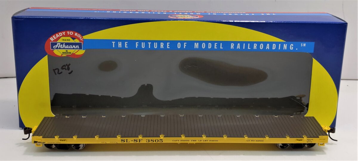Athearn 92676 HO Frisco 60' Ready-to-Run Flat Car #3805