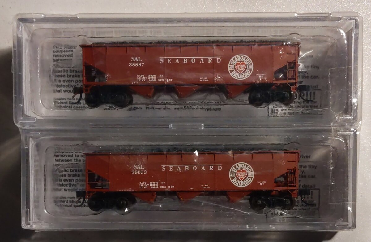 Bluford Shops 73202 N Scale Seaboard Air Line 70-Ton 3-Bay Offset Hopper 2-Pack