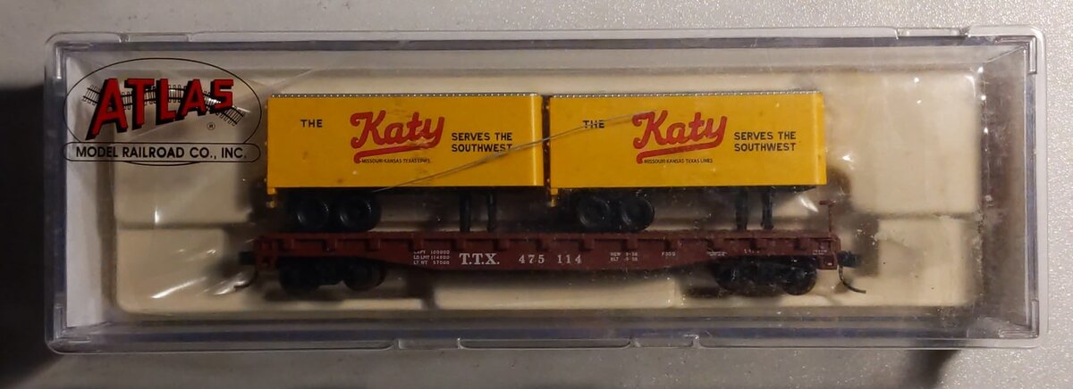 Atlas 37590A N Scale MKT 50' Flatcar w/Trailer #475114