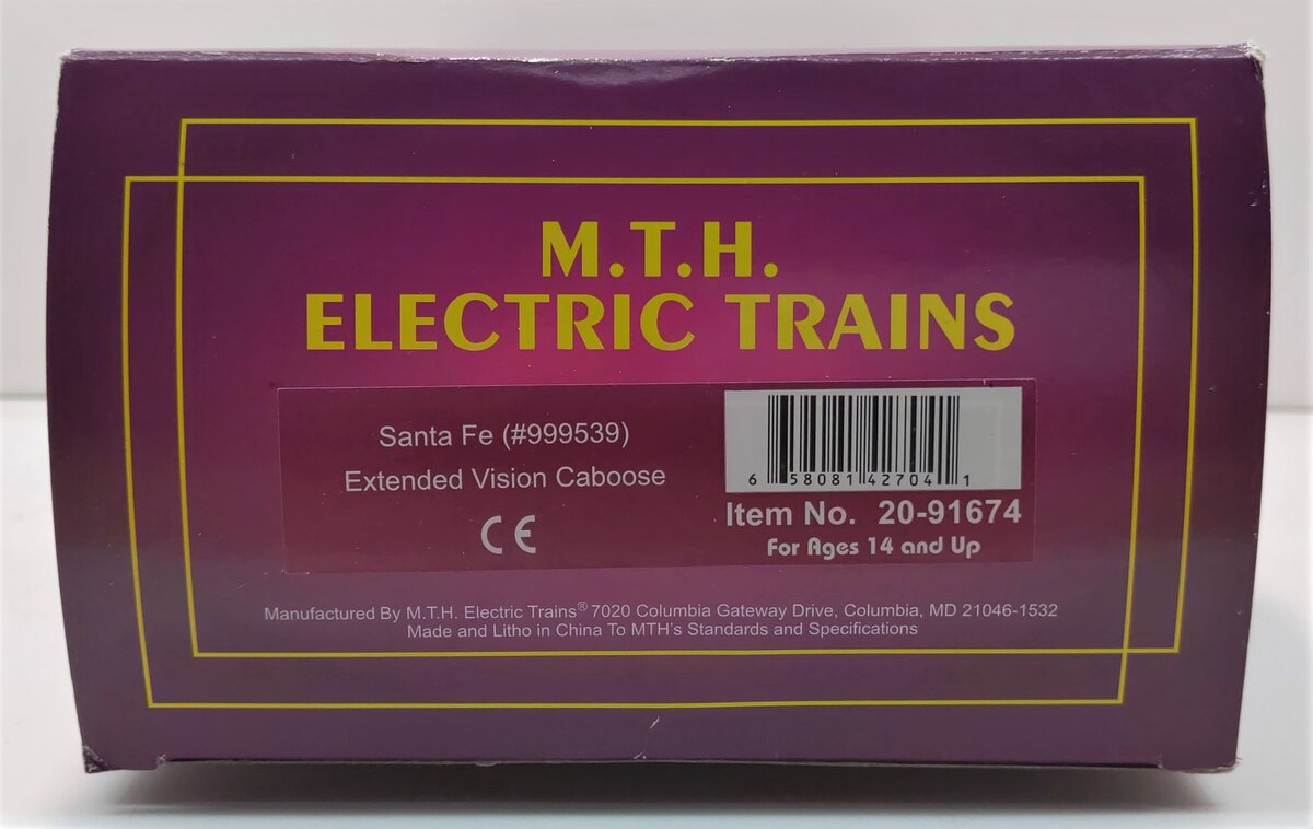 MTH 20-91674 O Gauge Santa Fe Extended Vision Caboose #999539