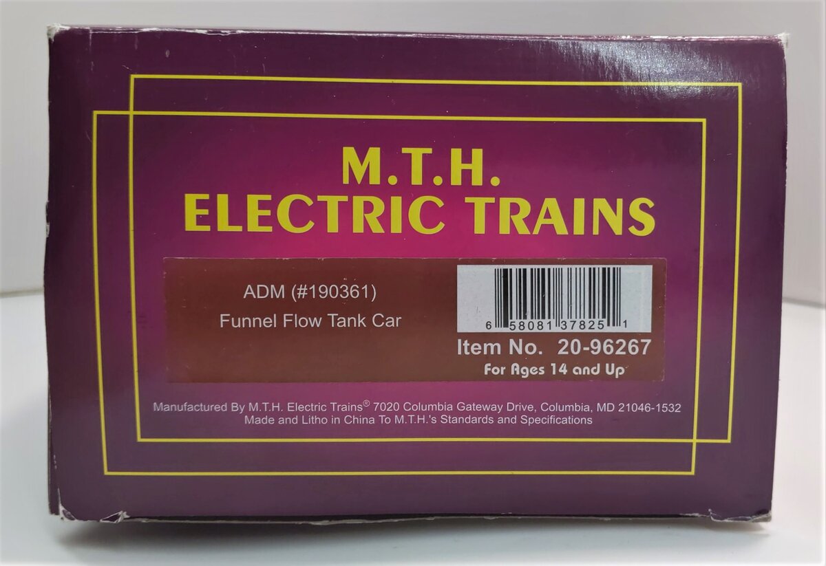 MTH 20-96267 O ADM Funnel Flow Tank Car #190361