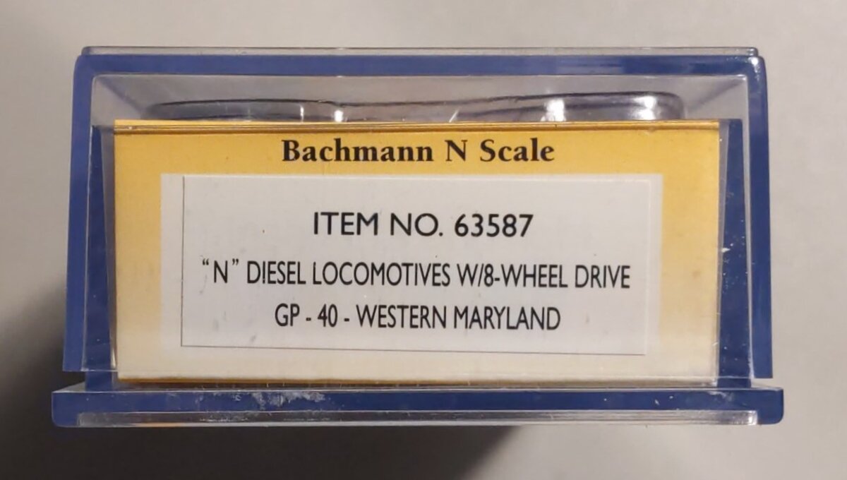 Bachmann 63587 N Scale Western Maryland GP-40 Diesel Locomotive #3796