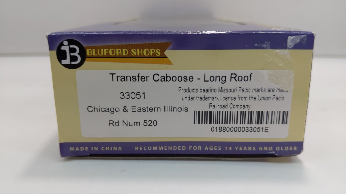Bluford Shops 33051 HO Scale CEI Steel Transfer Caboose w/Long Roof