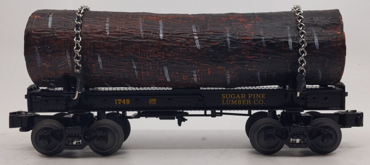 Lionel 6-27860 O Gauge Sugar Pine Lumber Skeleton Car #1749 with Log