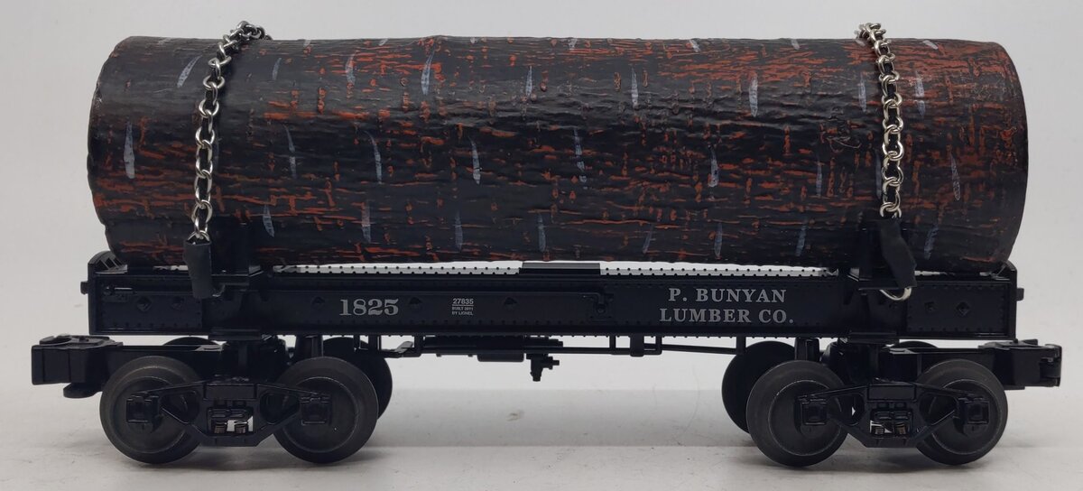 Lionel 6-27835 O Gauge P.Bunyan Lumber Co. Skeleton Log Car #1825