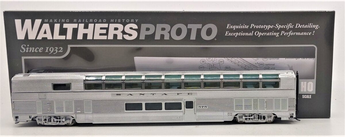 Walthers 920-9624 HO Santa Fe 85' Sky Lounge with Real Metal Finish #575