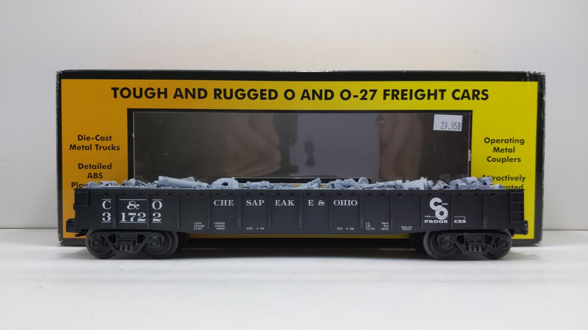 MTH 30-7214 O Gauge Chesapeake & Ohio Gondola w/ Scrap Load #31722