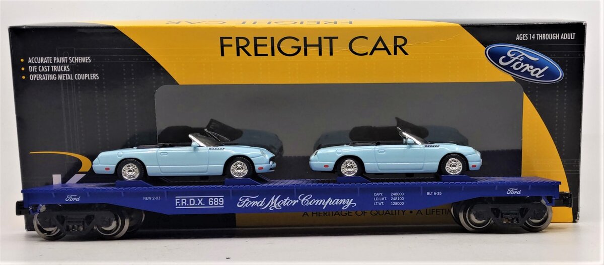 Lionel 6-22494 O Gauge Flat Car w/2 Die Cast Thunderbird Cars #689
