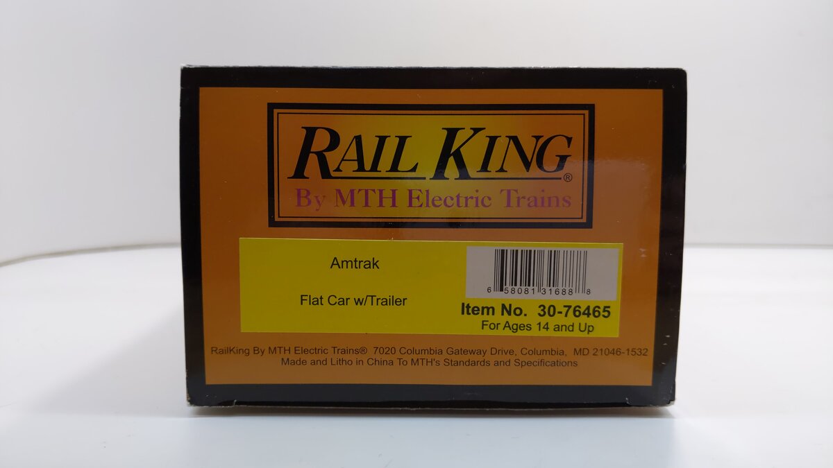 MTH 30-76465 O Amtrak Flat Car w/ Trailer