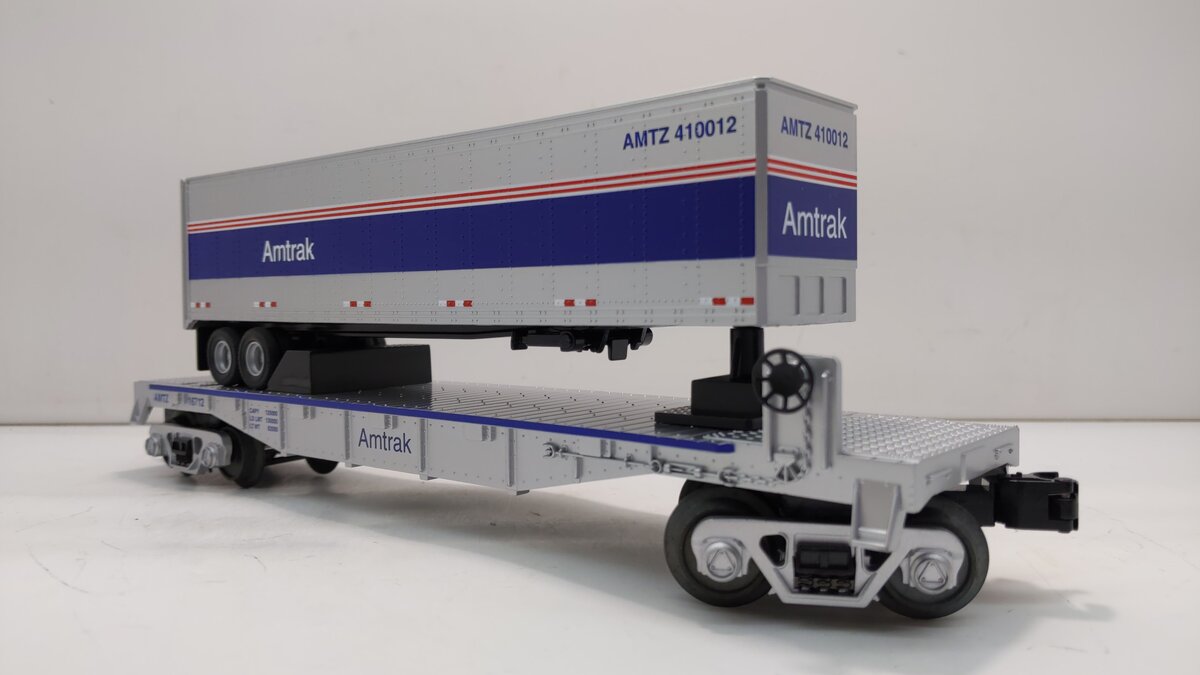 MTH 30-76465 O Amtrak Flat Car w/ Trailer