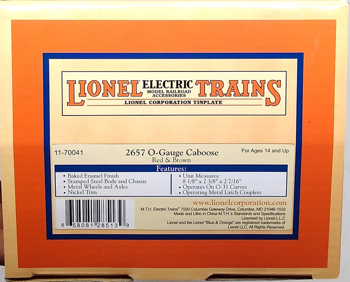MTH 11-70041 O Gauge Lionel Lines Caboose #2657