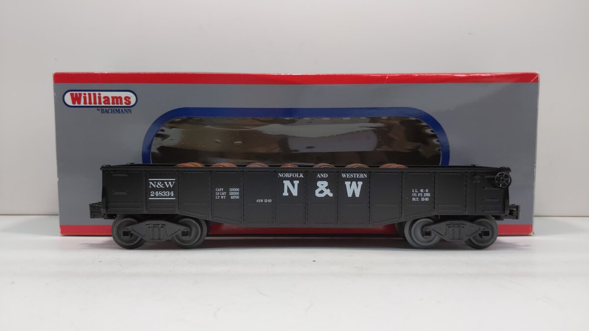 Williams 47208 O Norfolk & Western Gondola with 6 Wooden Barrels